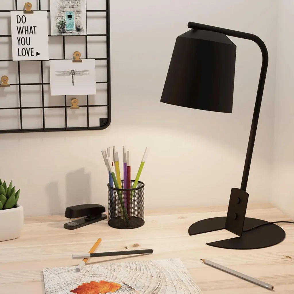 Lampe de table ONEDA E27 1X40W noir L29cm avec interrupteur filaire