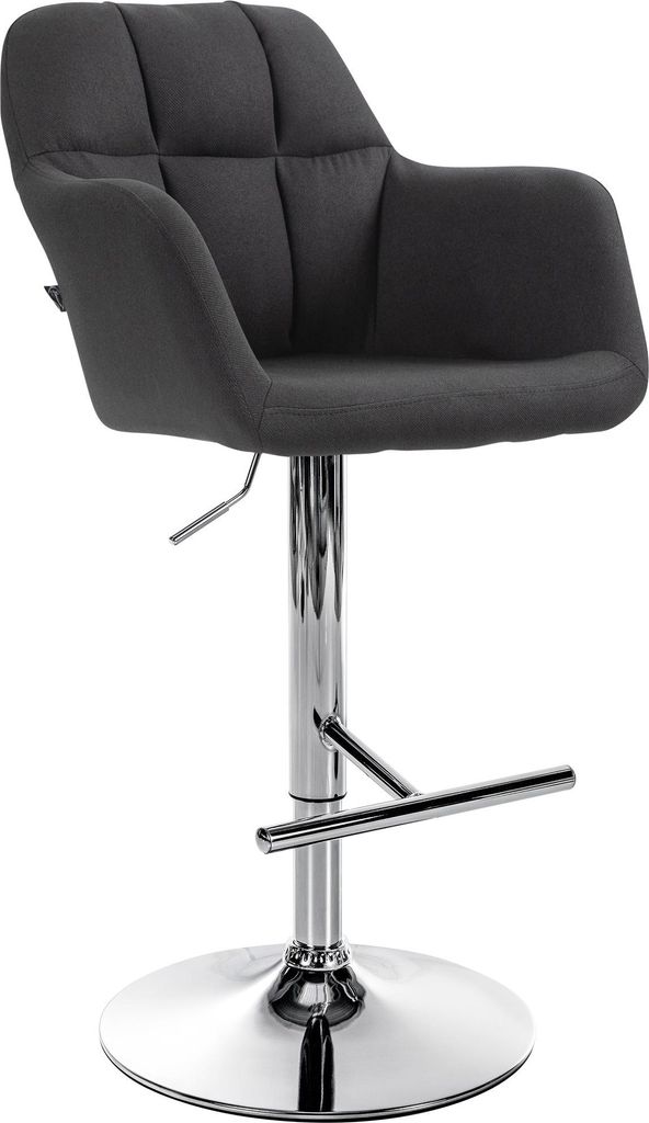 Barhocker Natoma Stoff, Farbe:grau, Material Gestell:Metall matt schwarz