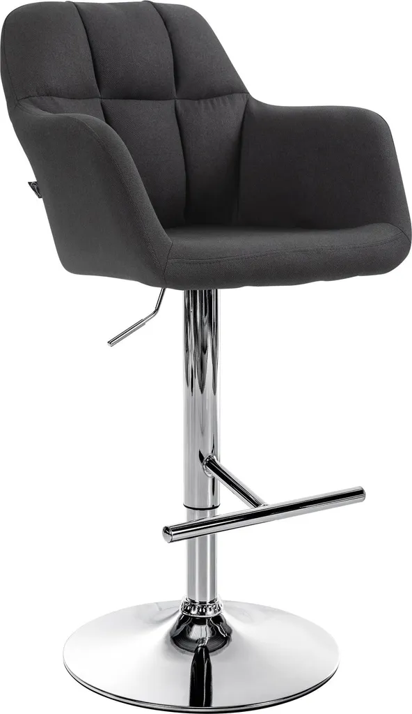 Sgabello da bar in tessuto Natoma, colore:crema, struttura in metallo cromato