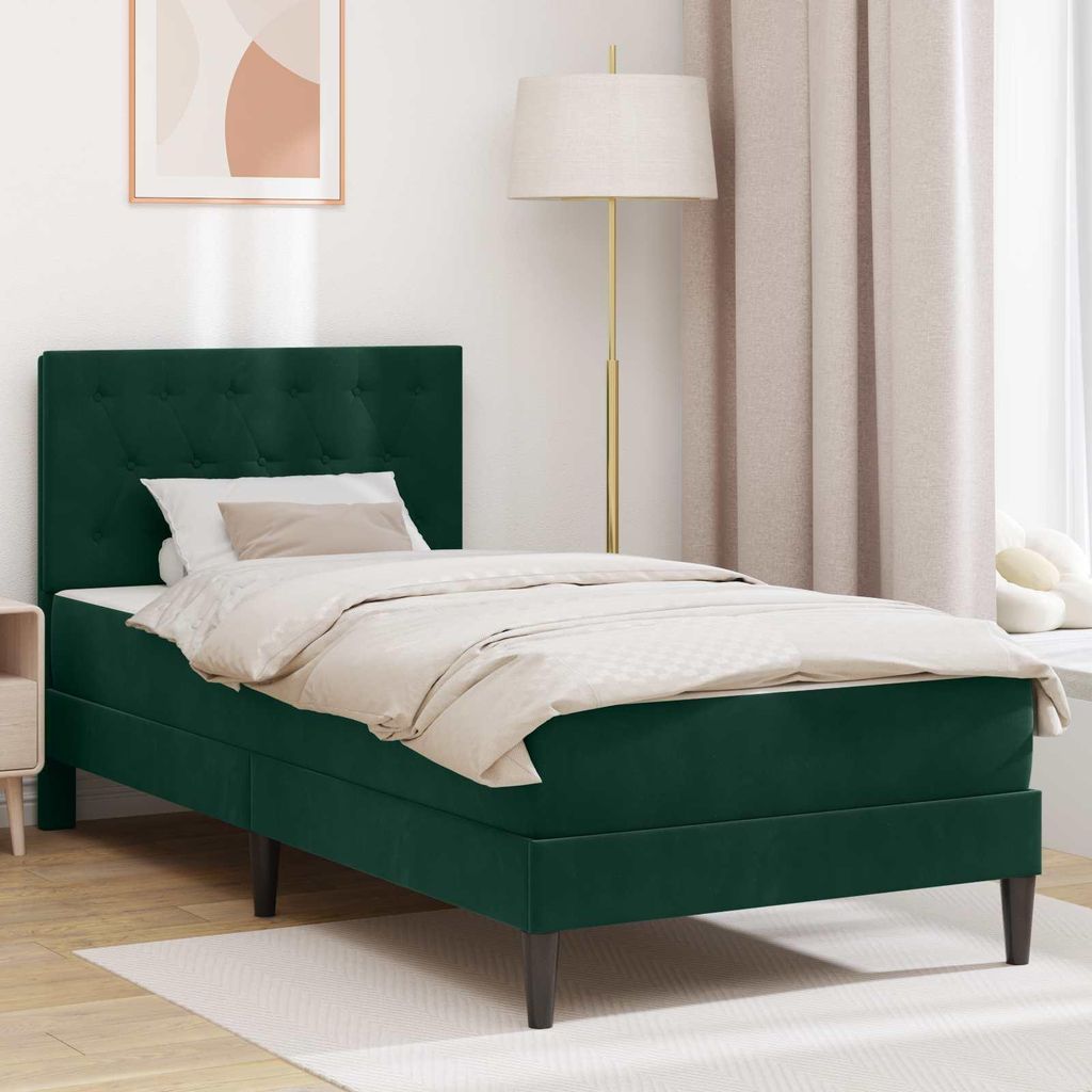 Maison Exclusive - Bettgestell mit Matratze Dunkelgrün 100 x 200 cm Samt