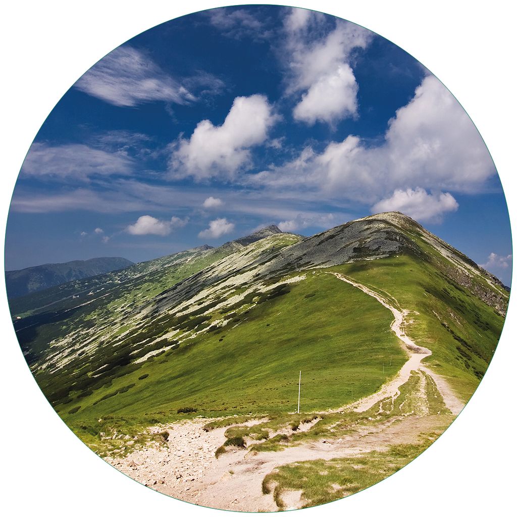 Wallario Premium Glasbild, freischwebende Optik, kräftige Farben, rund 50cm Durchmesser, Motiv Alpenluft