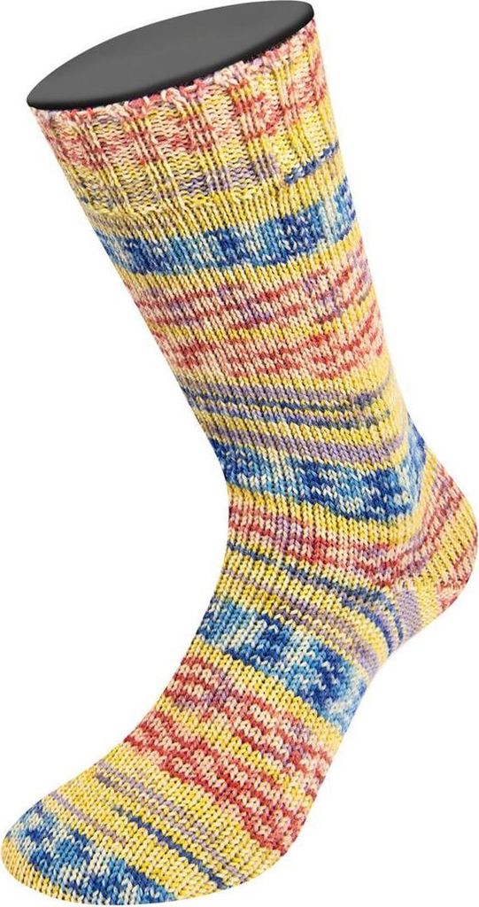 Lana Grossa - Meilenweit 100g Carezza 4445 senfgelb hellblau azurblau ecru flieder rosa zinnoberrot blaulila