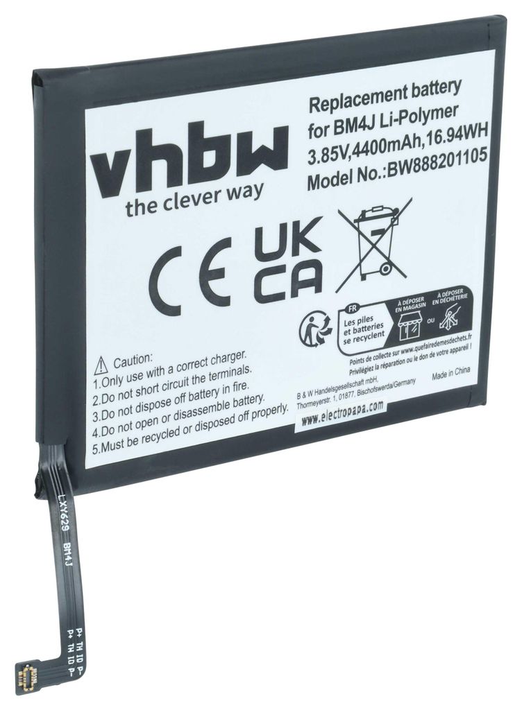 vhbw Akku kompatibel mit Xiaomi / Redmi M1908C3JG, M1908C3JE, Note 8, M1908C3JH Handy Smartphone Telefon (4400 mAh, 3,85 V, Li-Polymer)