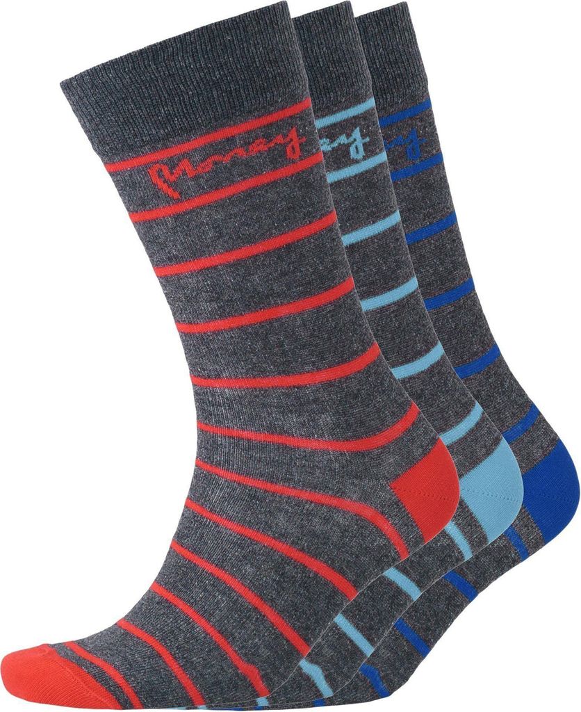 Money - Socken für Herren (3er-Pack) BG285 (39,5 EU-45,5 EU) (Holzkohle-Mergel)