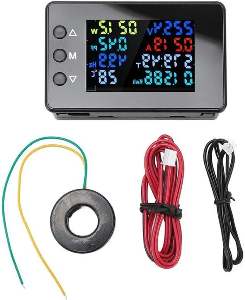 Ampèremètre voltmètre LCD rétroéclairé avec transformateur CT fermé 100A