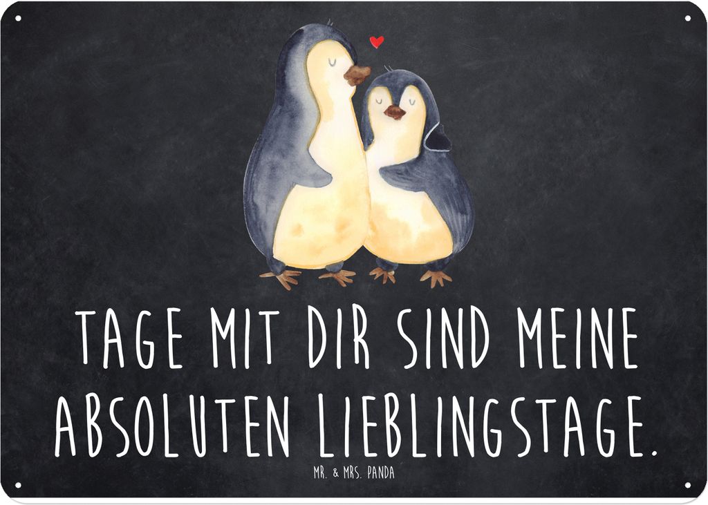 Mr. & Mrs. Panda Schild Pinguin umarmen DIN A4 - Kreidetafel - Geschenk, Liebesbeweis, Blechtafel, Hochzeitstag, Blechschild, Wandbild, Liebe, tafe...