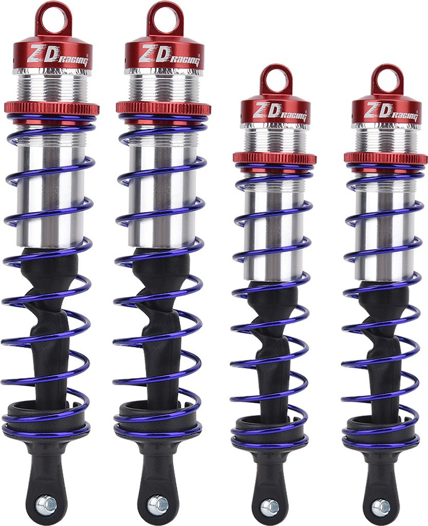 1/8 RC Car Metal Oil Pressure Adjustable 2pcs Front Shock Damper 2pcs Rear Shock Damper (Red)