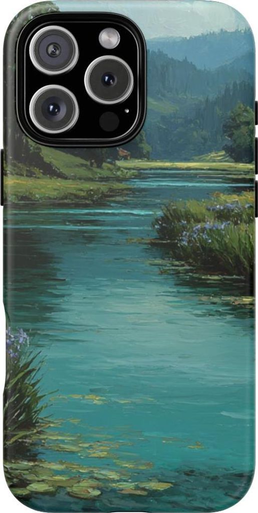 Blaues Iris-Flusslandschaftsbild – Hülle Kompatibel mit iPhone 16 Pro Max
