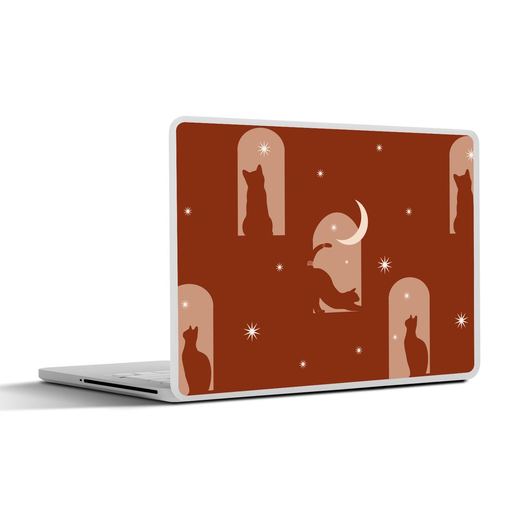 MuchoWow Laptop Aufkleber Sticker Cover Sterne - Katze - Entwurf 40x30 cm - Laptop Dekoration - Selbstklebend