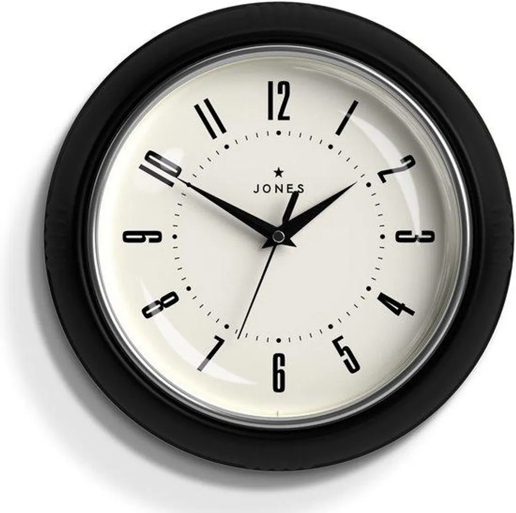 Pendule murale noire style rétro 25 cm - Horloge silencieuse de qualité