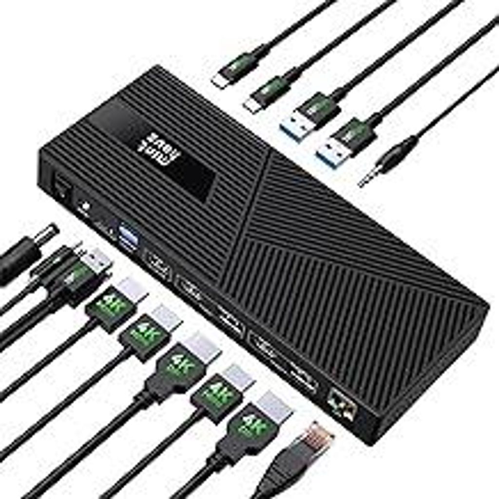 Minthouz DisplayLink Docking Station für 3x4K@60HZ Monitore mit 160W DC In,14 in 1 Laptop Dockingstation für MacBook Dell HP Lenovo,6 x USB-A/C 1...