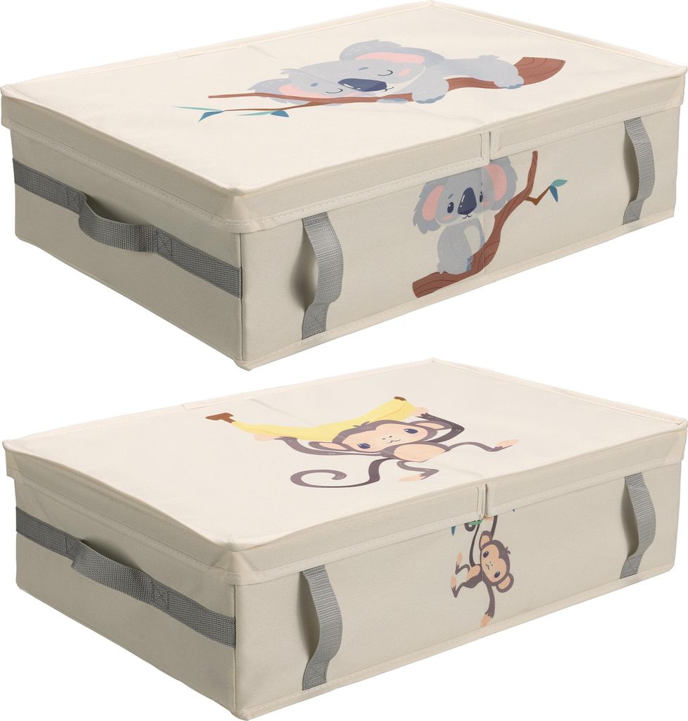 Navaris 2er Set Unterbett Aufbewahrungsbox - 58 x 38 x 15 cm - 2er Pack Unterbettkommode - 2x Bettkasten Aufbewahrung - Unterbettbox Set -