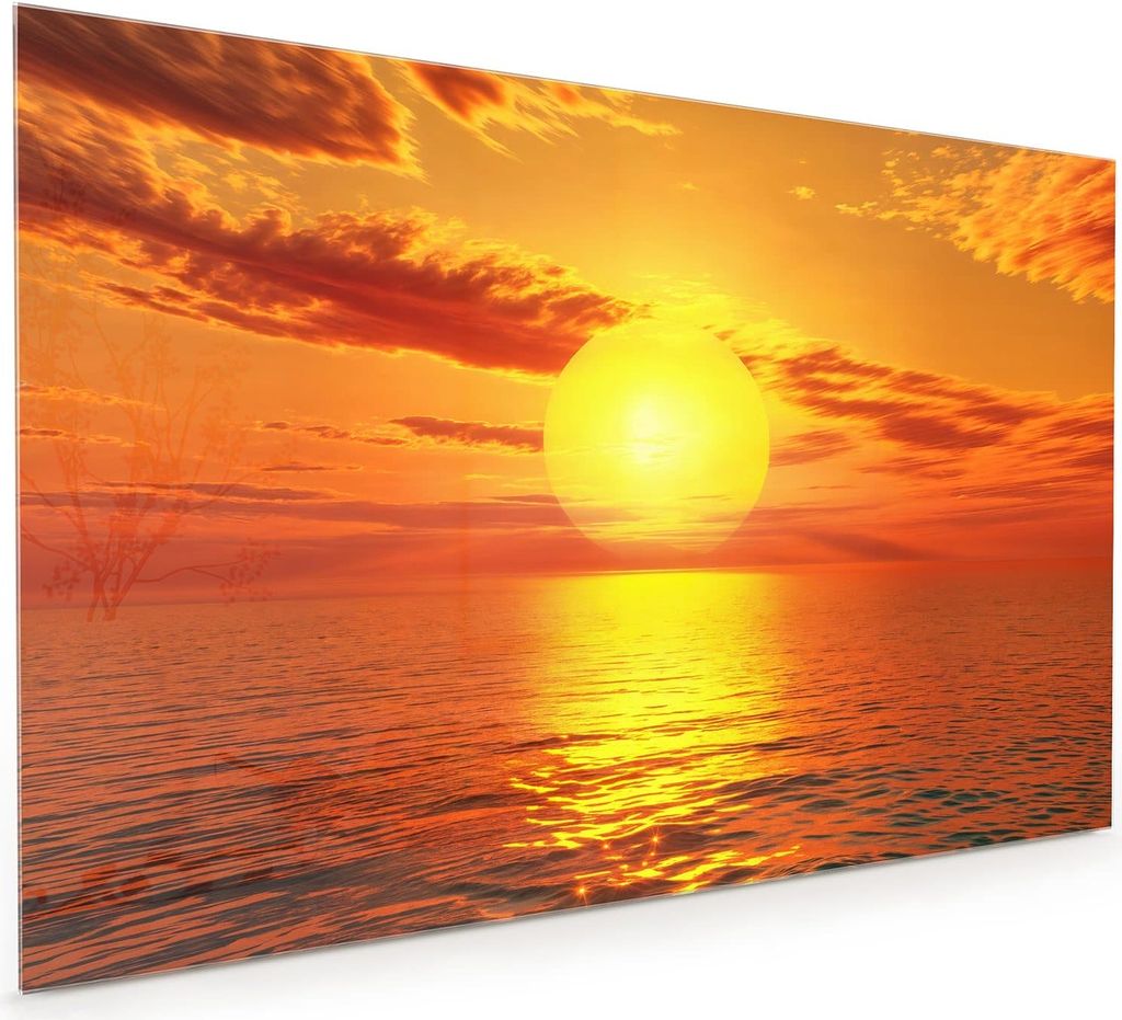 Küchenrückwand Spritzschutz Glas mit Motiv Sonnenuntergang Meer 40 x 40 cm