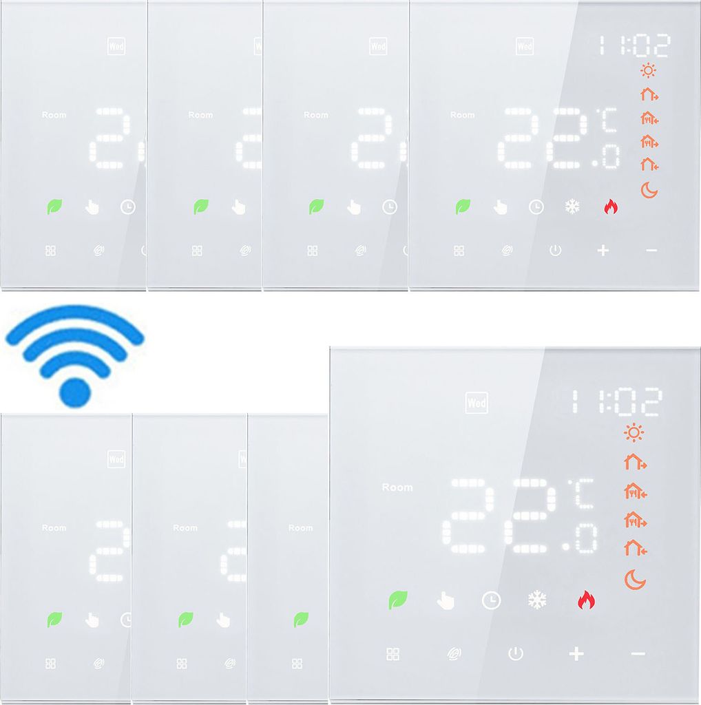 8x Smart Tuya WiFi-Thermostat Raumthermostat, Digital LCD Thermostat Wandthermostat fuer 3A Warmwasserbereitung Programmierbares Fussbodenheizung, ...