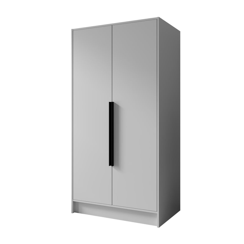 Kleiderschrank Goya I 100 cm (weiß, schwarze Griffe)