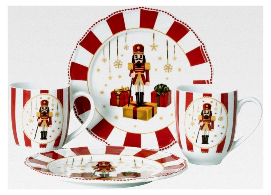 Weihnachten Set "Christmas Love" 4-teilig bestehend aus: 2 x Teller 22 cm, 2 x Becher mit Henkel 0,40 l; im Geschenkkarton
