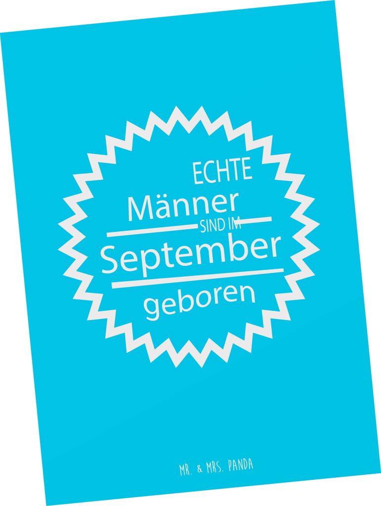 Mr. & Mrs. Panda Postkarte September - Geschenk, Postkarten, Ansichtskarte, bildkarte, Grußkarte, Ansichtskarten