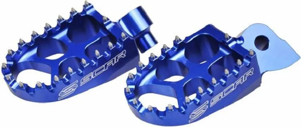Repose-Pieds Scar-Evo Bleus en Aluminium CNC pour Motocross et Enduro