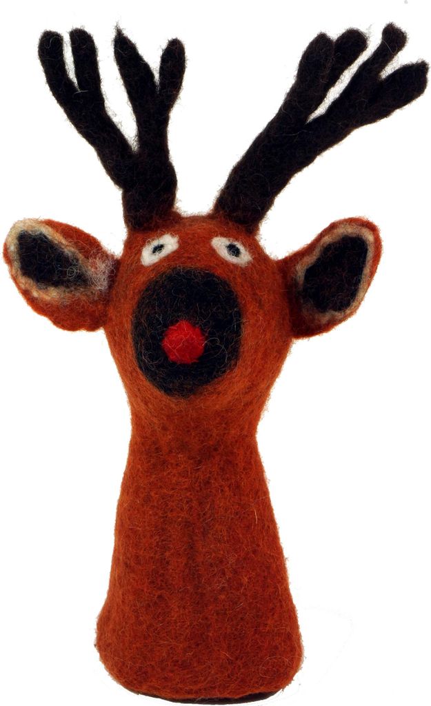 Filz Eierwärmer, Handgemachte Filzdekoration aus Nepal, Filztier - Rentier 2, Braun, Filz,Wolle, Filz Eierwärmer