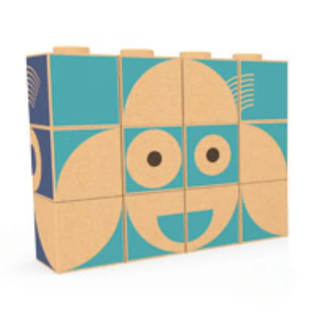 Puzzle en liège pour enfant - 12 blocs de construction style Montessori