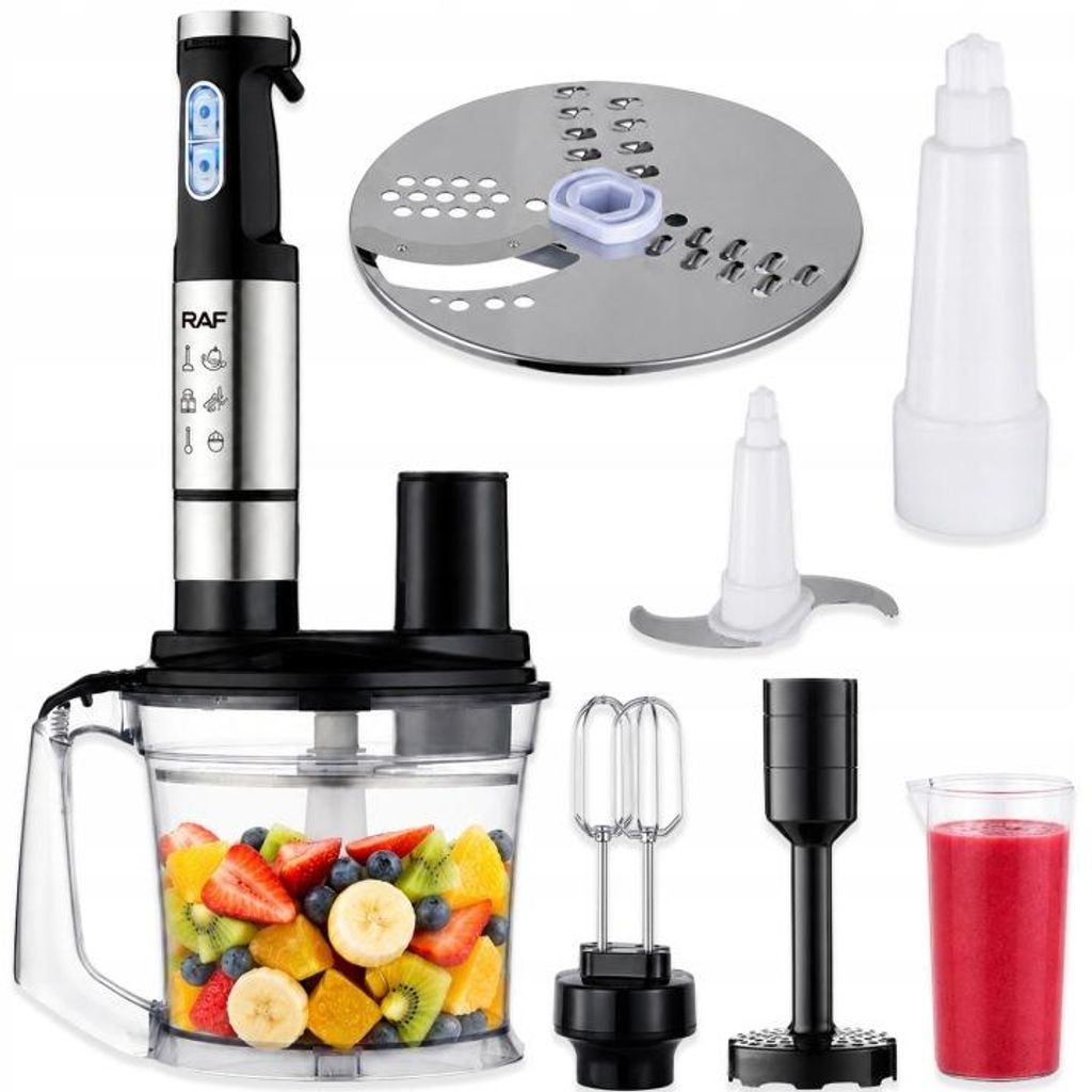 Multifunktions-Stabmixer Set 5-in-1 – Kraftvoller Handmixer & Zerkleinerer 1400W – Pürierstab mit Edelstahl-4-Fach-Klingen, Kartoffelstampfer ...
