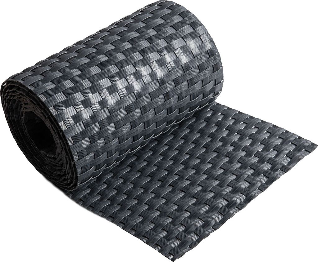 ECI Poly-Rattan Sichtschutzstreifen für Doppelstabzaun 19 | 255cm Anthrazit RD03 1 Rolle