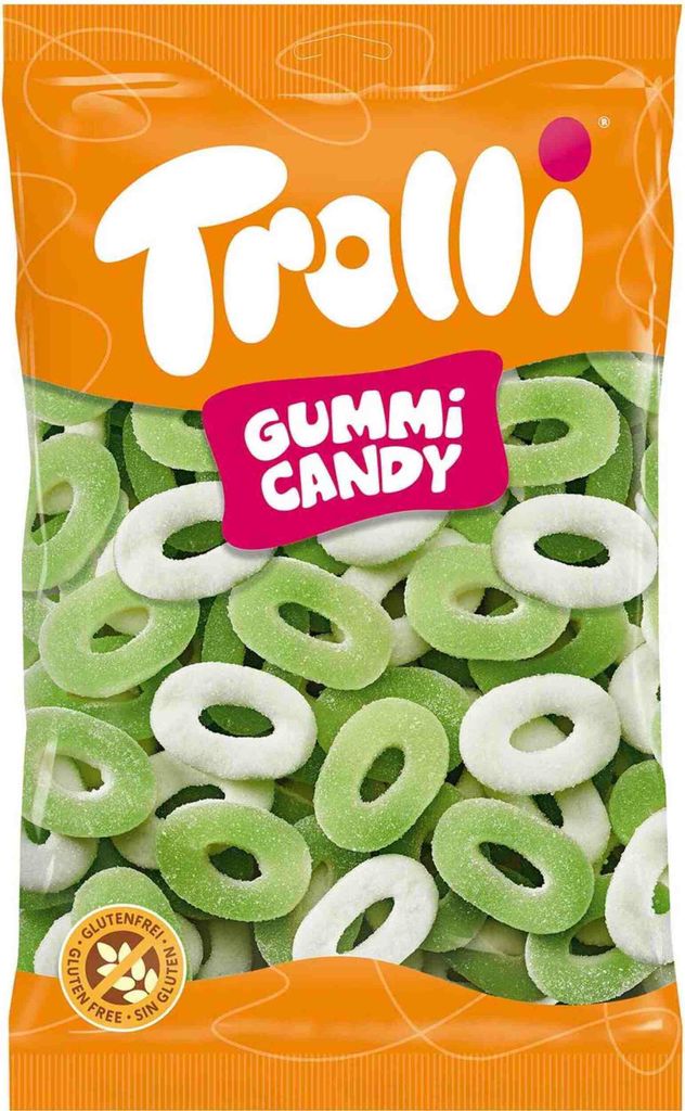 Krążki jabłkowe Trolli, galaretka owocowa, worek 1 kg Zdjęcie produktu 