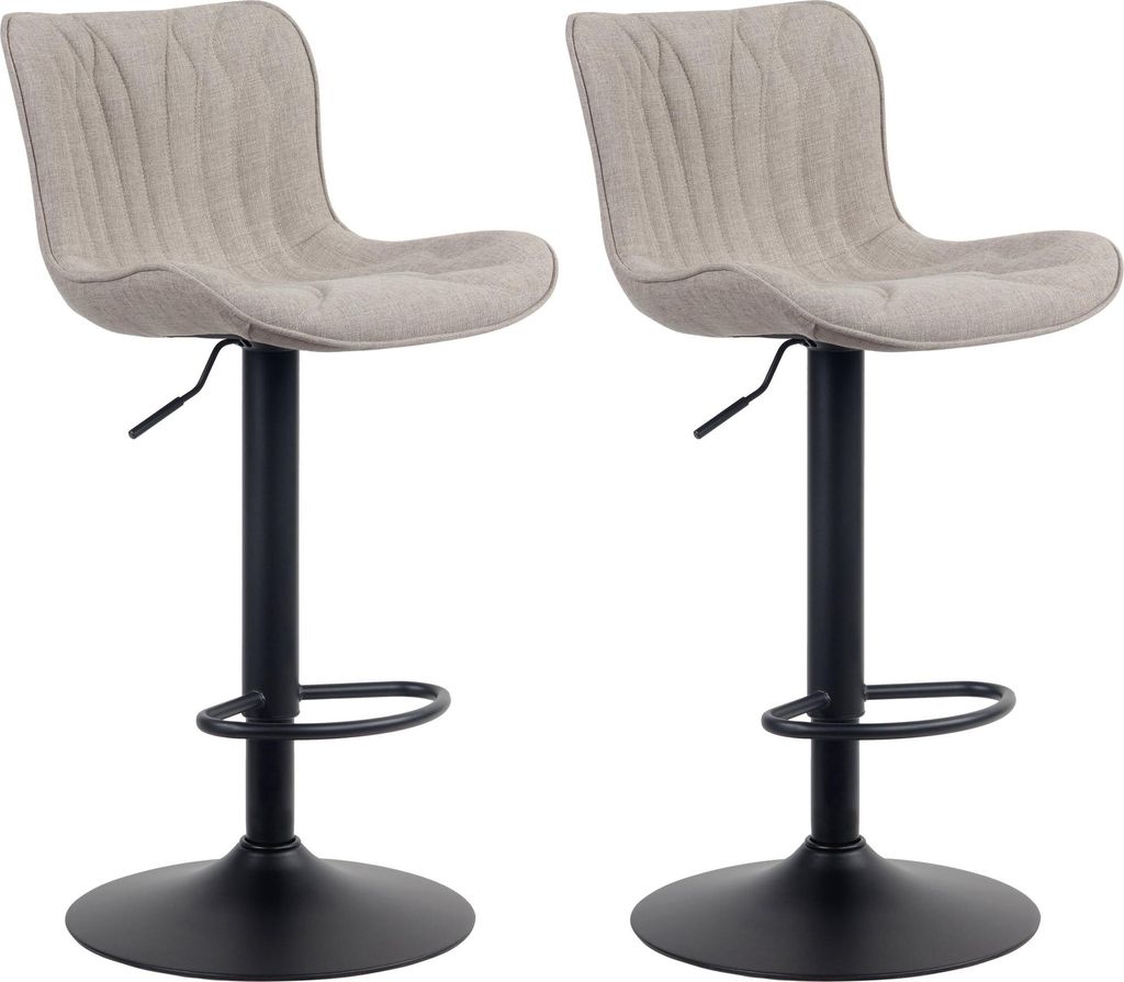 2er Set Barhocker NIDOR - Stoff Taupe 48x54x83 cm | Barstuhl Mit Lehne Tresenhocker Tresenstuhl Kneipenhocker Kneipenstuhl