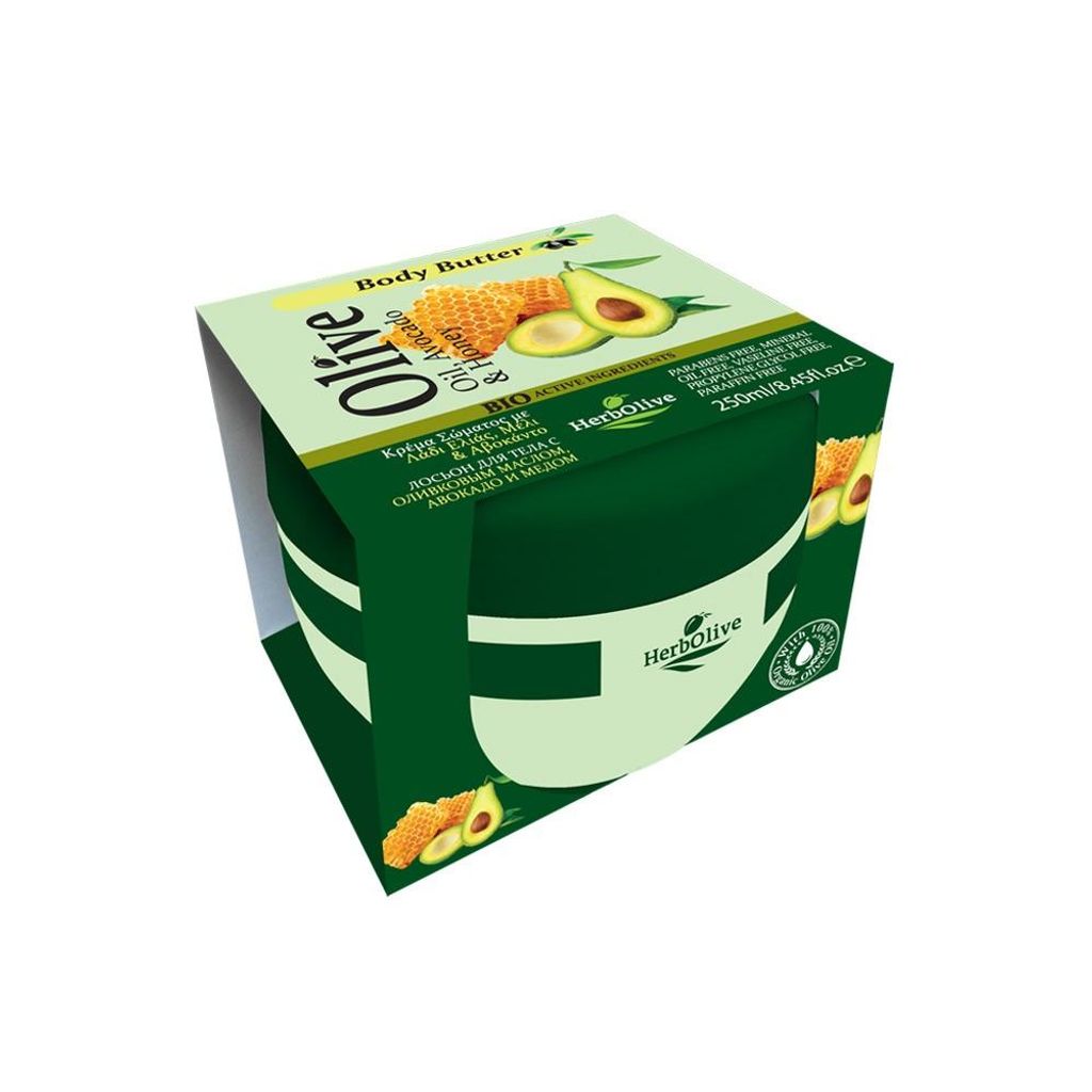Herbolive Body Boter Olijfolie, Avocado & Honing 250ml/ Productafbeelding 