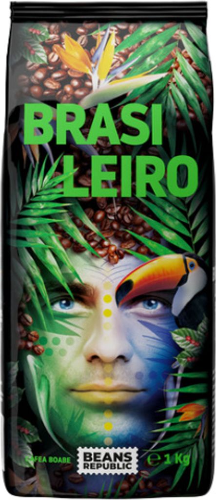 Beans Republic | Kaffeebohnen Brasiliero 1 kg - 100% Arabica - Schokolade, Nüsse, Kakao - Samtiger Genuss