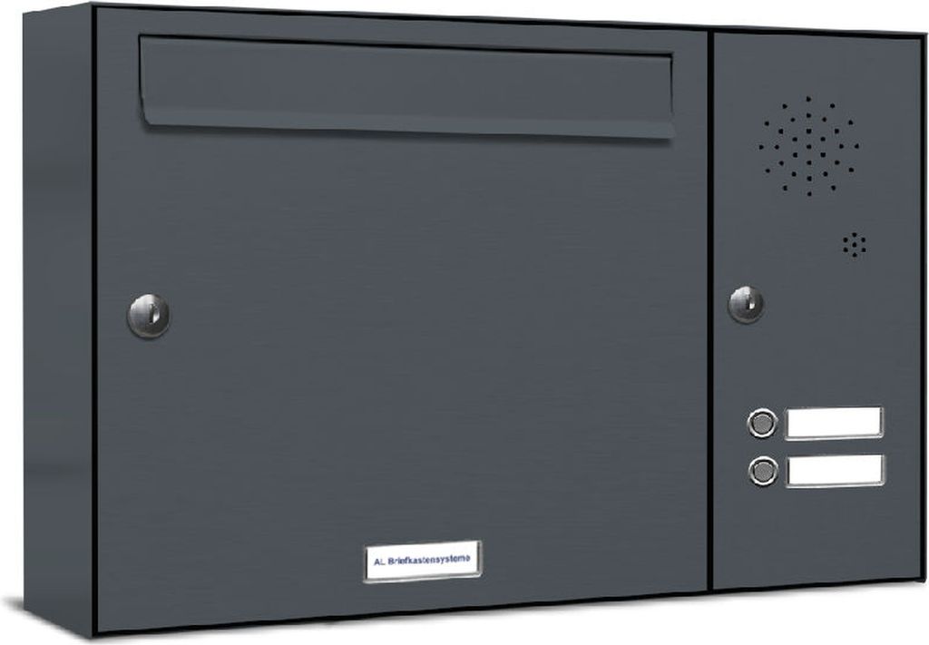 1er Briefkasten Anlage Aufputz - Wandmontage RAL 7016 Anthrazit 2 Klingel