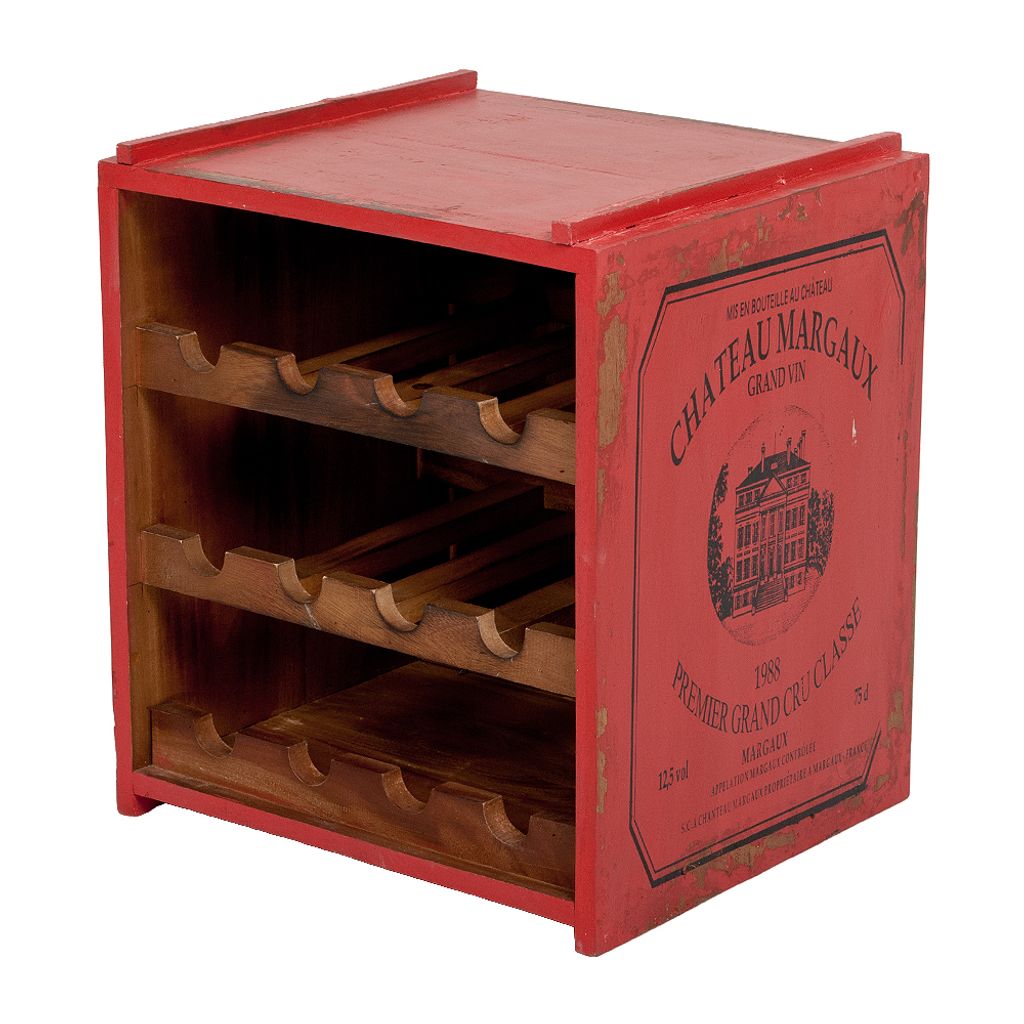 Flaschenbox SURAT Antique Red 40cm Mahagoni Shabby Weinregal