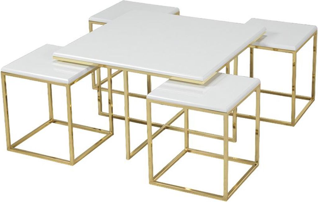 Couchtisch Weiß Luxus Design Metall Elegantes Möbel Wohnzimmer Couchtische
