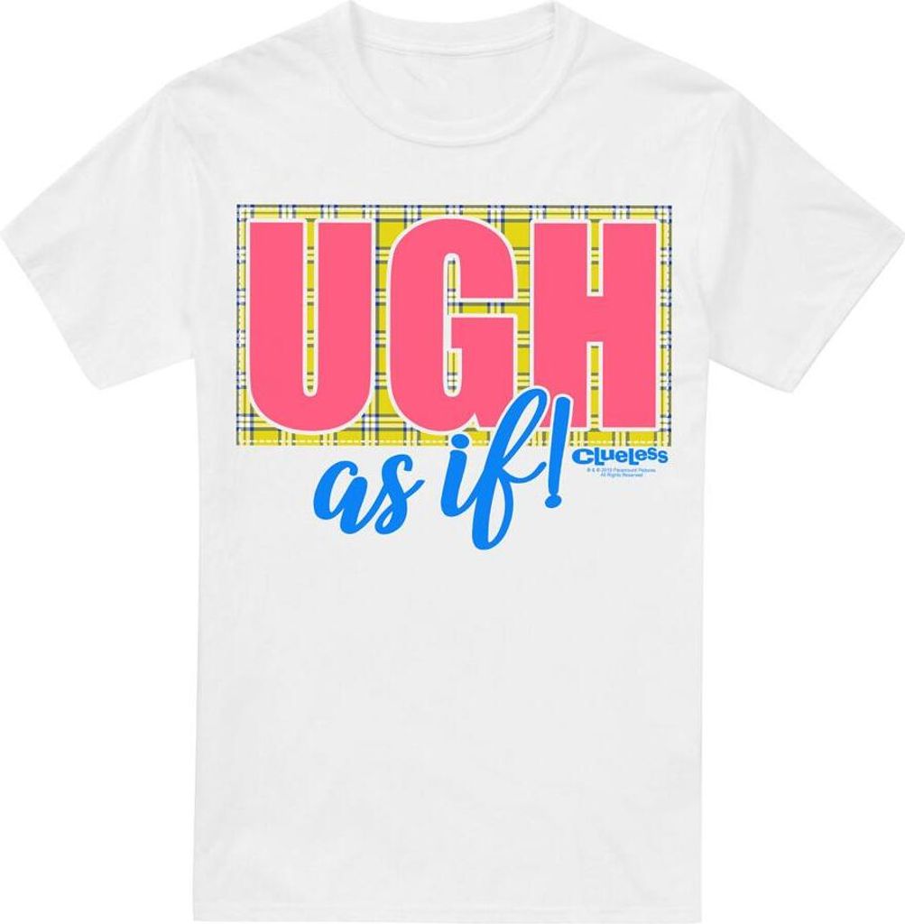 Clueless - "Ugh As If" T-Shirt für Herren TV7016 (L) (Weiß)