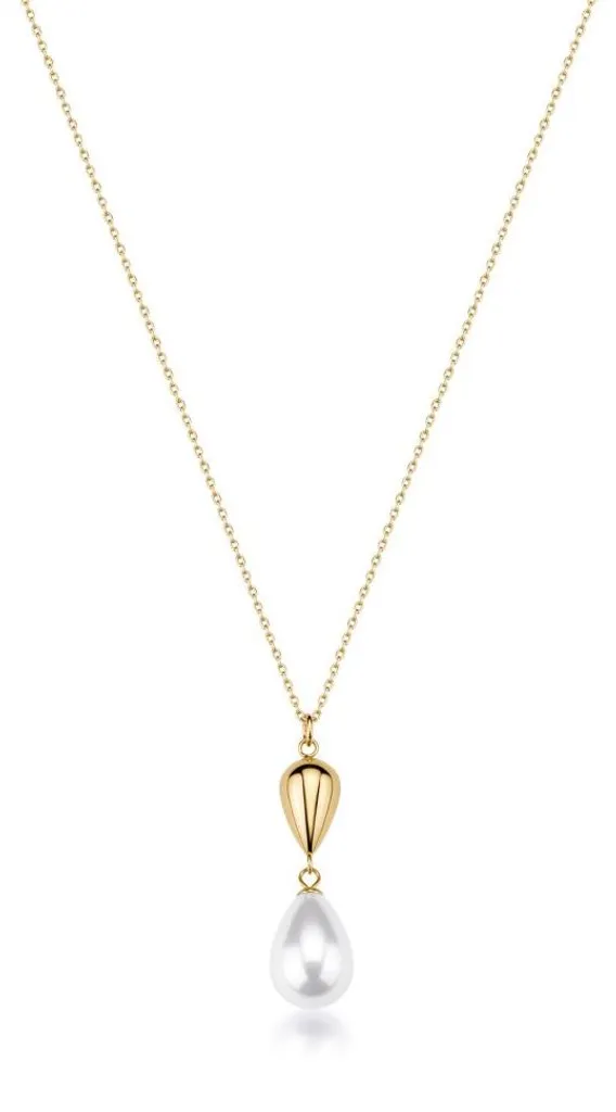 Collier plaqué or résistant avec perle nacrée Perfect BPC69 ajustable