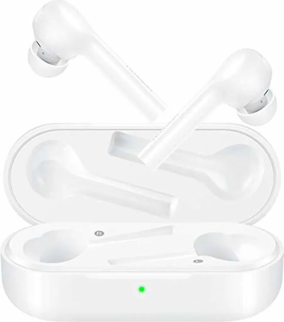 Écouteurs Bluetooth Huawei FreeBuds blancs avec boîtier nomade
