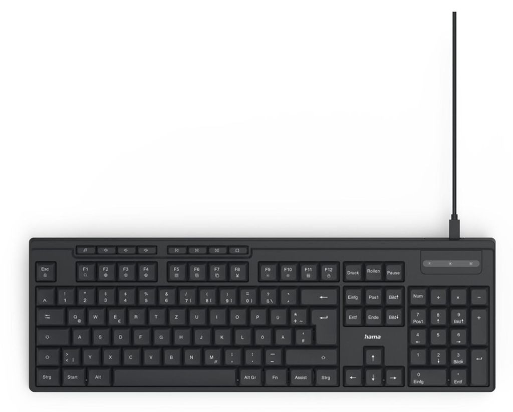 Hama CK-200 Tastatur Heimbüro USB QWERTZ Deutsch Schwarz Produktbild 