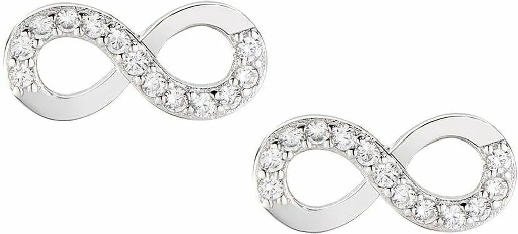 Orecchini A Forma Di Infinito In Argento E Zirconi – Donna, 14mm, Leggeri, Confezione Regalo
