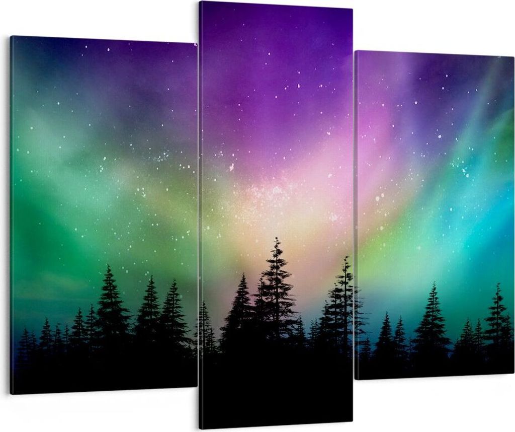 Bild auf Leinwand - Leinwandbild - Aurora Polar Nacht - 130x100cm - Wand Bild - Wanddeko - Leinwanddruck - Bilder - Kunstdruck - Wanddekoration - L...