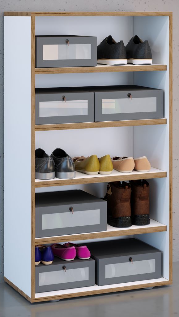 VCM Holz Schuhregal | Maße ca. H. 110 x B. 60 x T. 33 cm | Schuhkommode mit 5 Fächer | Schuhschrank - Salia 5fach B. 60 cm