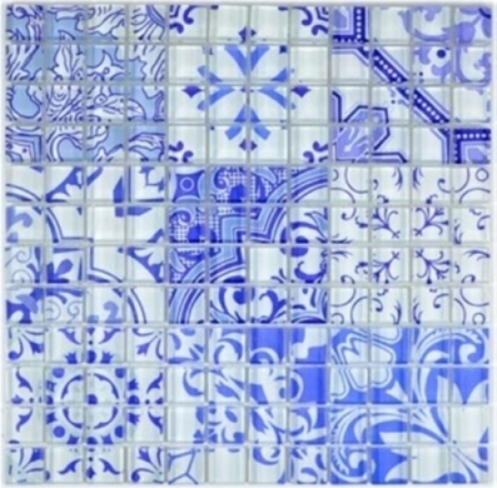 Retro Vintage Mosaikfliese Transluzent blau Glasmosaik Crystal Design blau MOS88-Retro-33_f | 10 Mosaikmatten