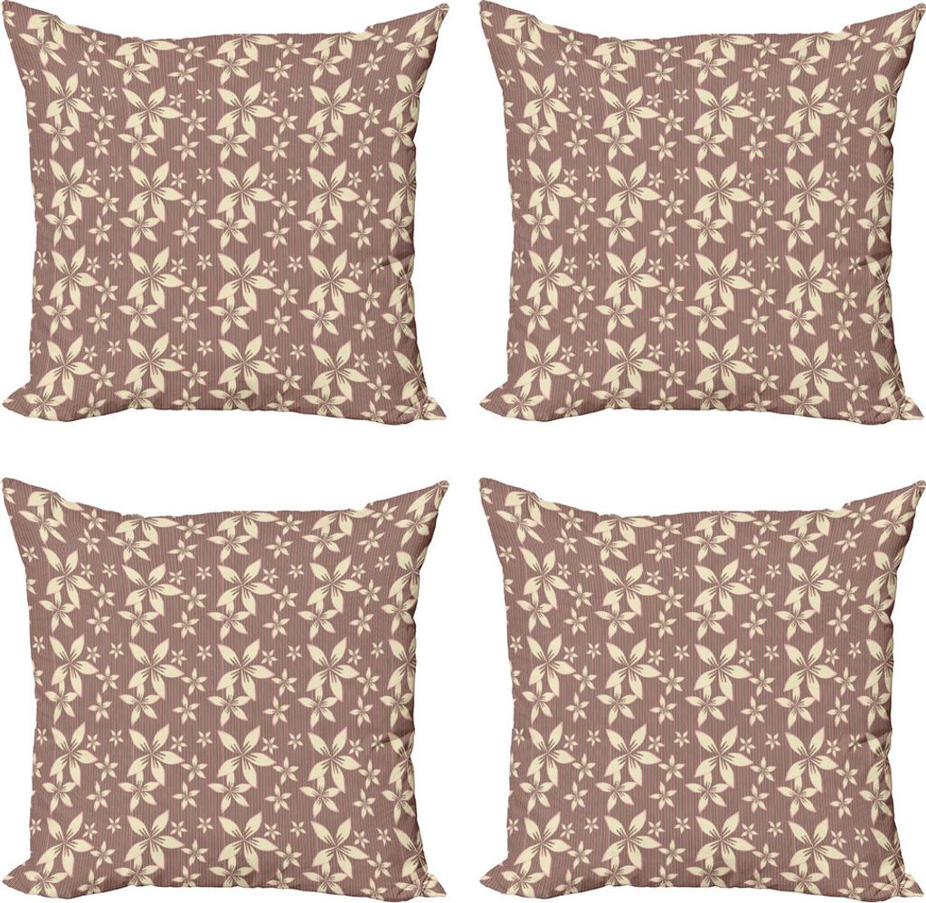 ABAKUHAUS Blumen Kissenbezug Set (4 Stück), Pastell Frühlings-Blumenstrauß, Moderner Doppelseitiger Digitaldruck, 60 cm x 60 cm, Warm Taupe Hell...