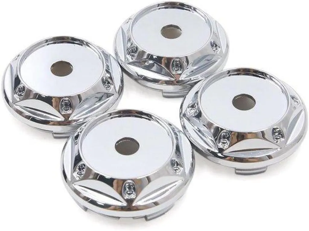 Lot de 4 enjoliveurs argentés 68 mm pour jantes alu de voiture