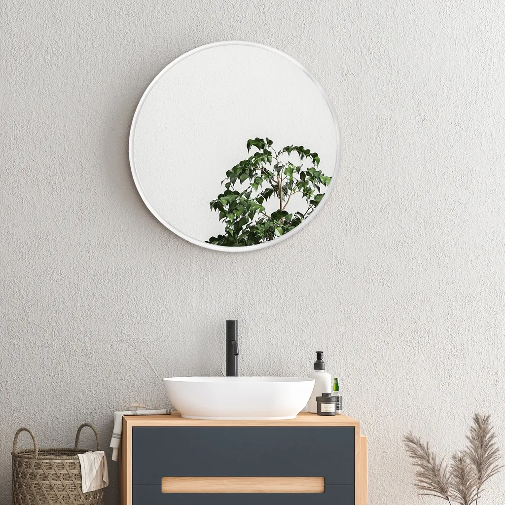 Specchio da parete 'Ordona' Ø50cm Bianco, opaco