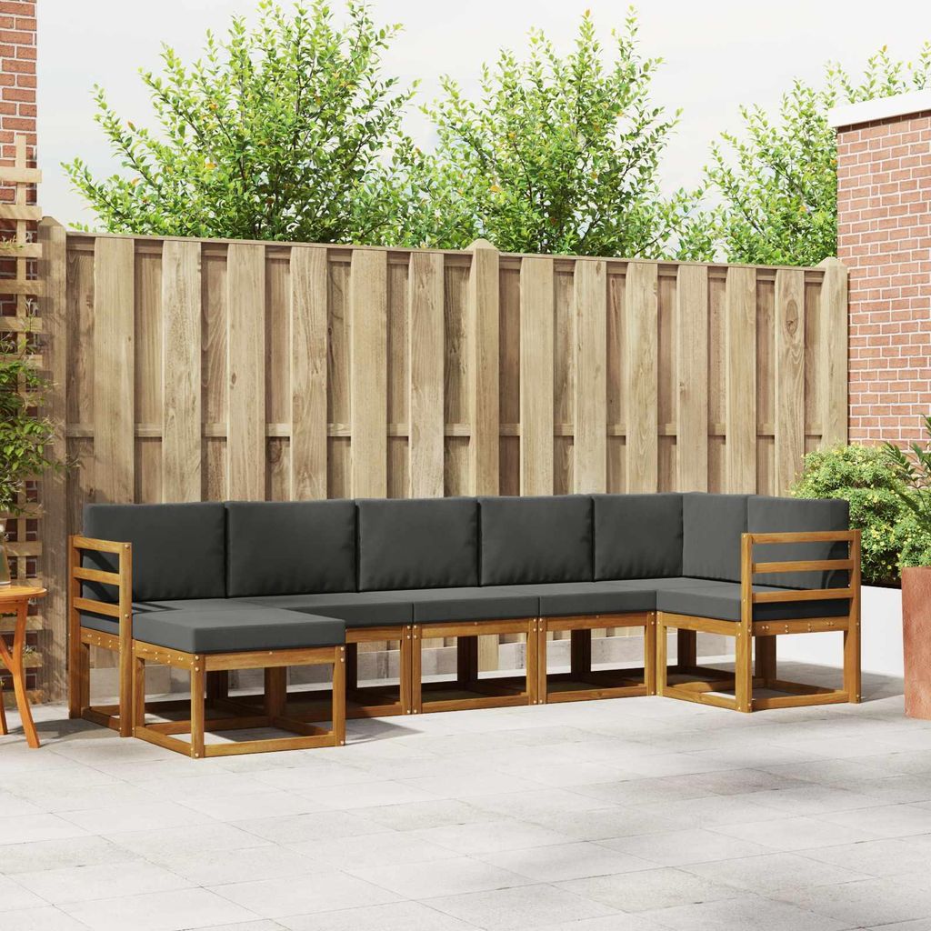 "Neues Produkt" Outdoor-Sofagarnitur ANTI-UV - CLORIS - mit Kissen - 7 pcs - Natur und Anthrazit - Modern Gartensofas V129