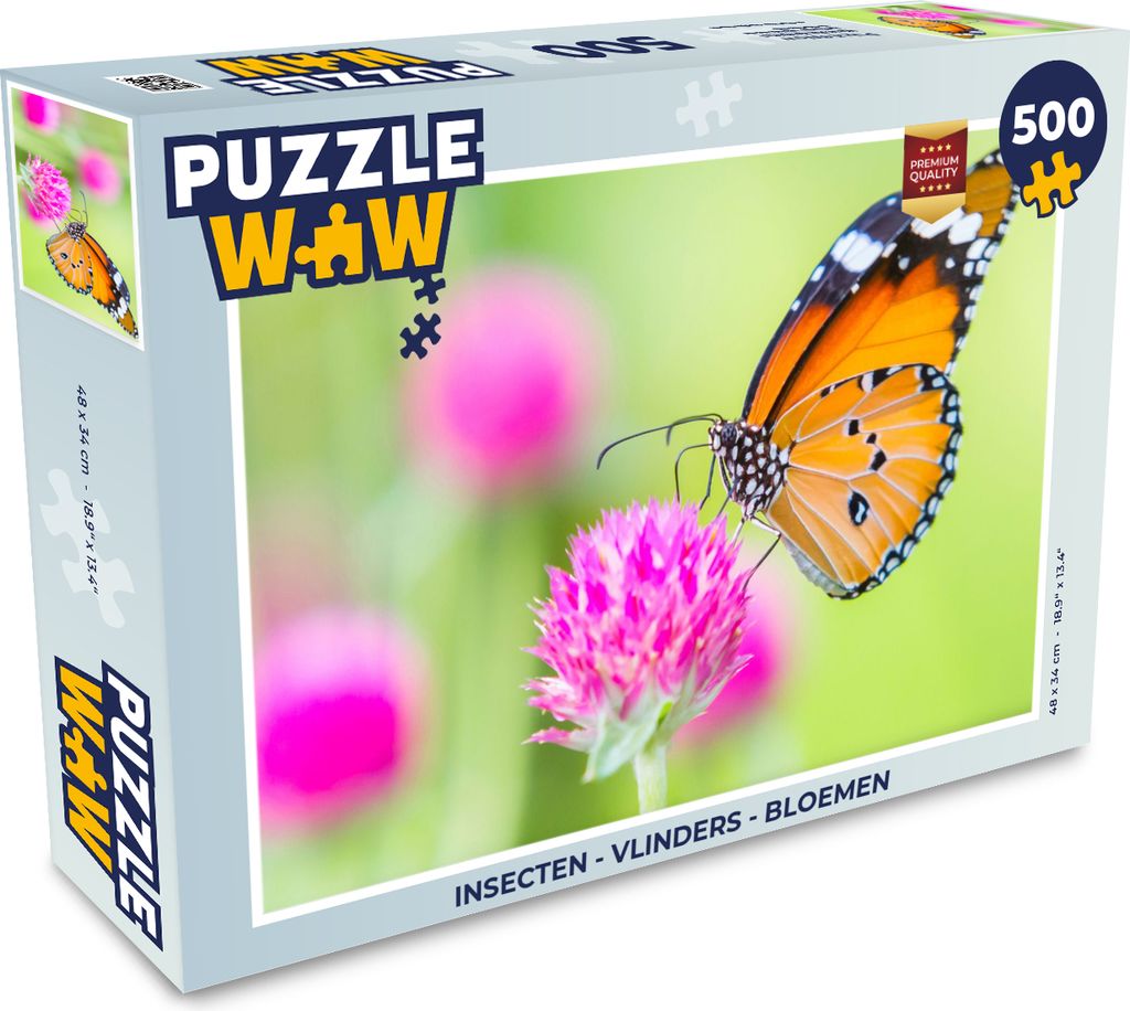 MuchoWow Puzzle 500 Teile Insekten - Schmetterlinge - Blumen - 500 Teile - Kinder - Selberbauen - Puzzlespiele