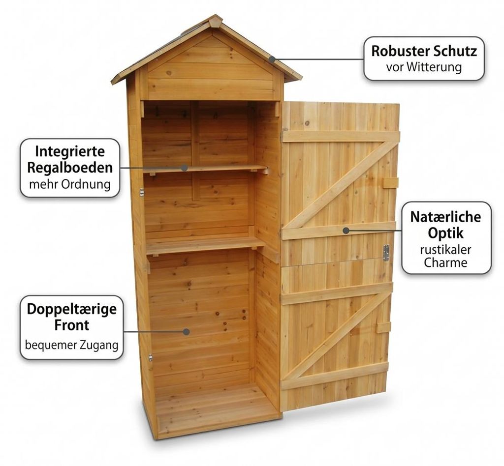 Mucola Gerätehaus XL Holz Gartenhaus Schuppen