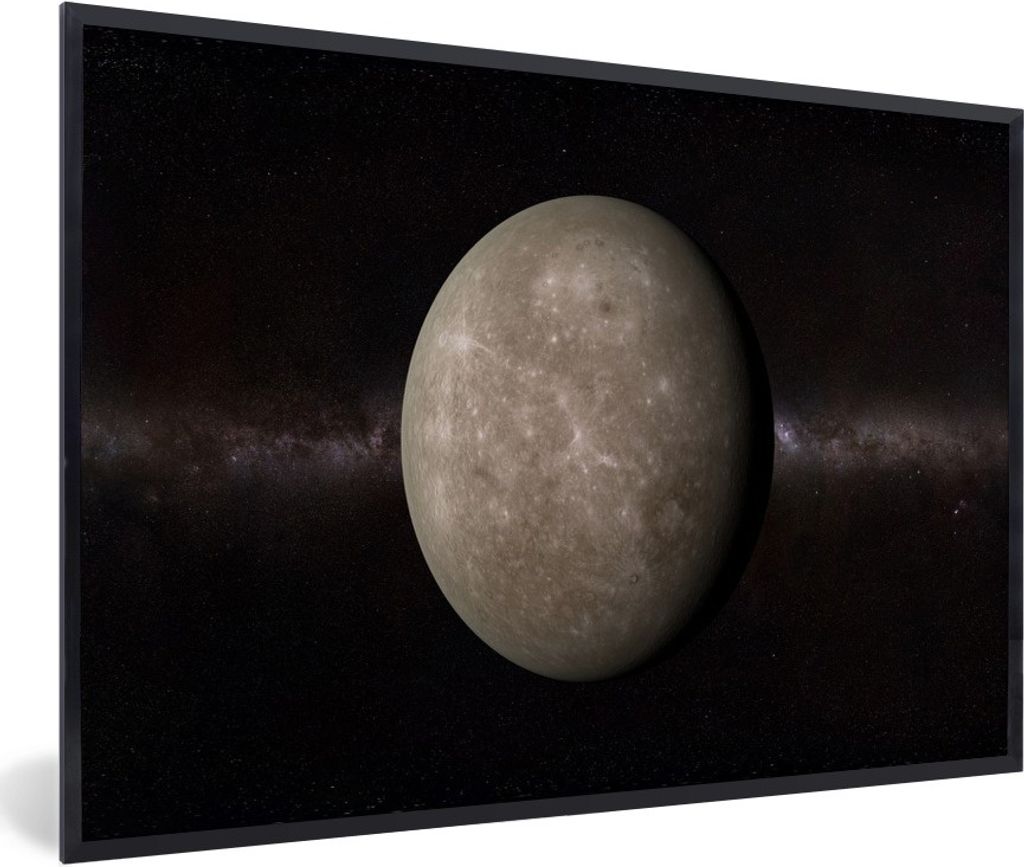 MuchoWow Gerahmtes Poster Eine Illustration des Planeten Merkur 90x60 cm - Poster mit Schwarzem Bilderrahmen Wandposter Rahmen Foto Bilder - Foto...