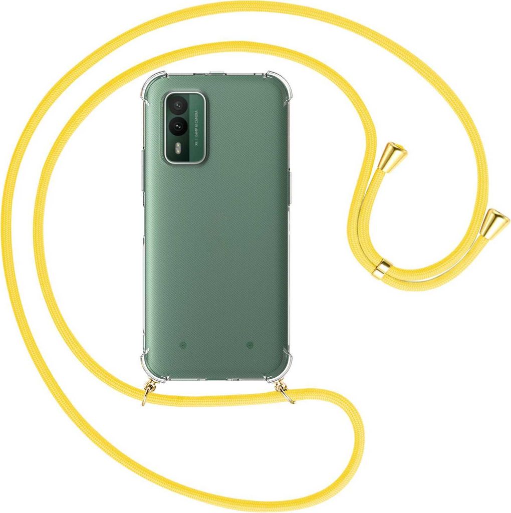 Handykette Backcover-Schutzhülle mit Band (Metall goldfarben) für Nokia XR21 5G (6.49'') - gelb