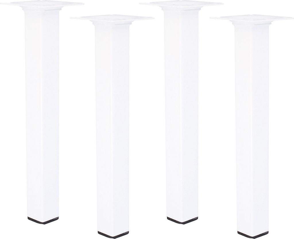 4er Set Möbelfüße Schrankfüße Weiss Eckig 25x25mm Sofafüße Produktbild 